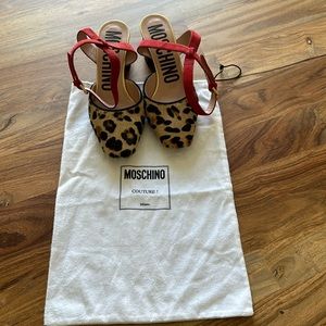 Moschino leopard calf hair shoes